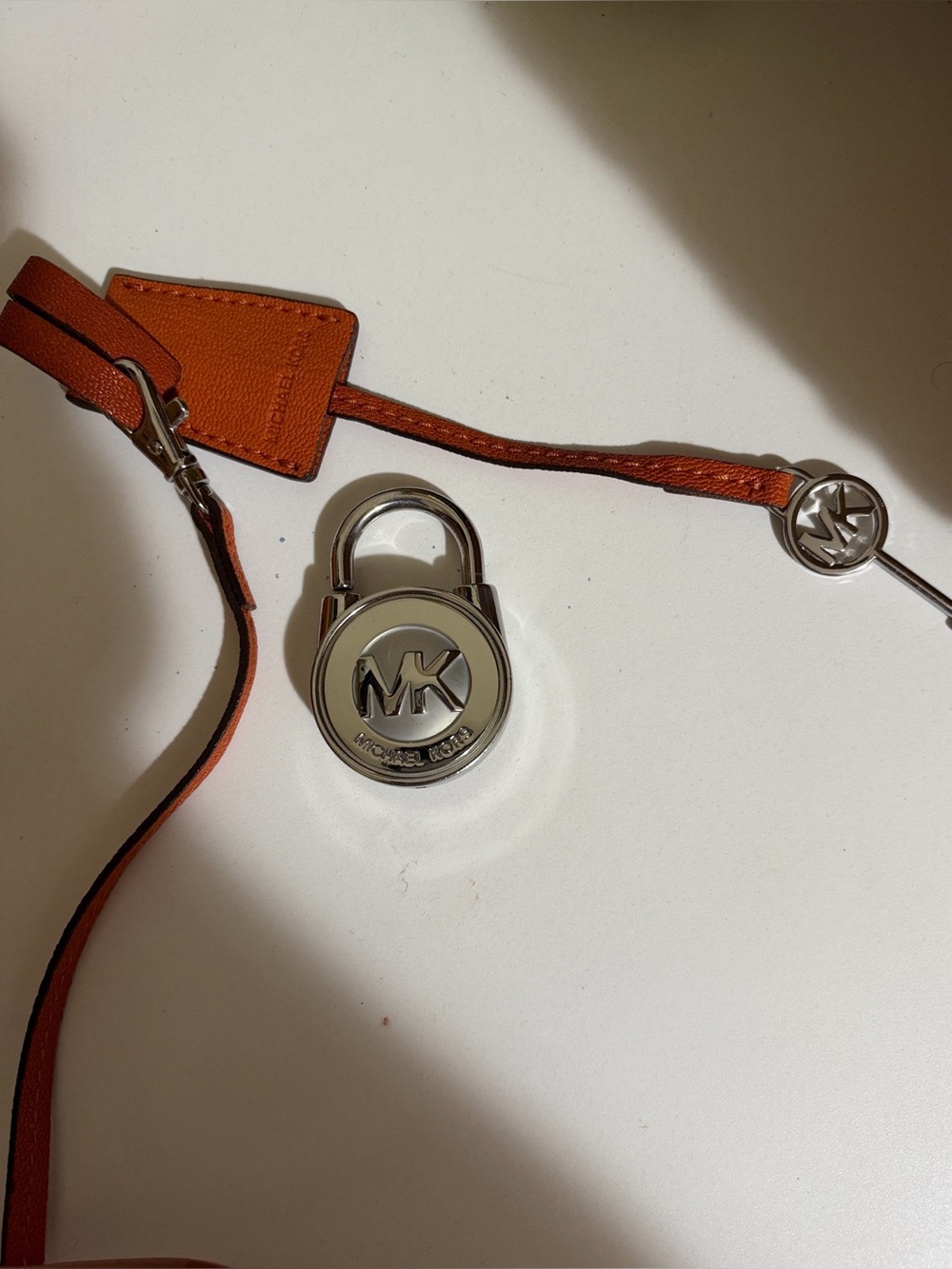 Michael Kors Hamilton Lock and Key Bag Charm Brown & Silver